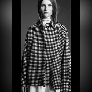Zara oversized wool blend plaid overshirt